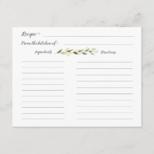 Graceful Greenery Recipe for Bride to Be Enclosure Card