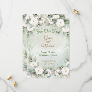 Graceful Greenery Wedding Flat Save The Date Card