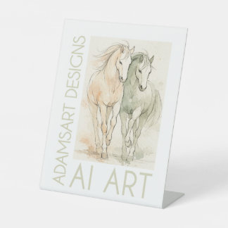 Graceful Harmony – Watercolor Horses Pedestal Sign