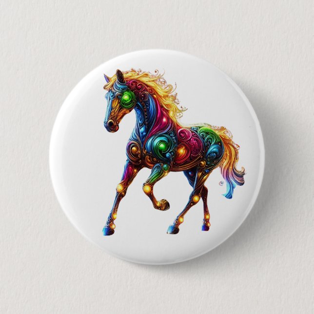 Graceful Horse 6 Cm Round Badge (Front)
