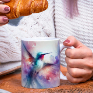 Graceful Hummingbird in Watercolor Coffee Mug