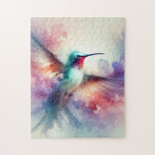 Graceful Hummingbird in Watercolor Jigsaw Puzzle