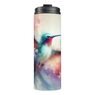 Graceful Hummingbird in Watercolor Thermal Tumbler