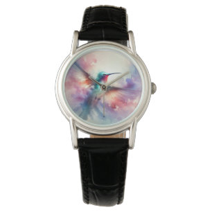 Graceful Hummingbird in Watercolor Watch