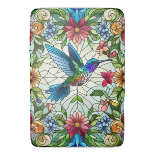 Graceful Hummingbird with Stained Glass Effect Bath Mat