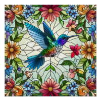 Graceful Hummingbird with Stained Glass Effect
