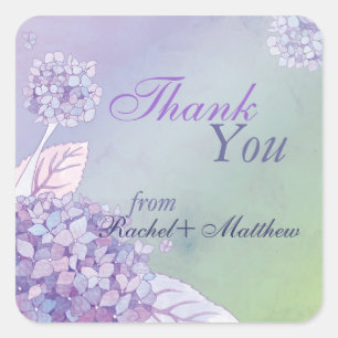 Graceful Hydrangeas Wedding Thank You Square Sticker