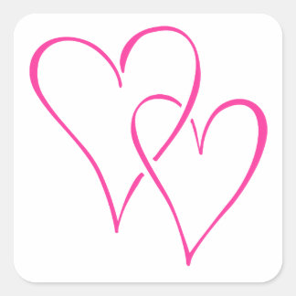 Graceful Interlocking Pink Hearts Square Sticker