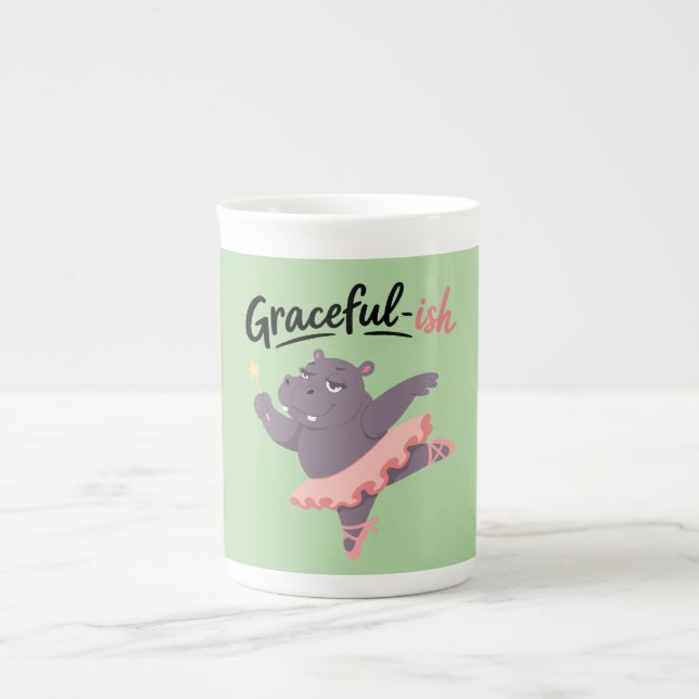 Graceful-ish Hippo Ballerina Bone China Mug (Front)