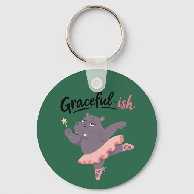 Graceful-ish Hippo Ballerina Key Ring (Front)