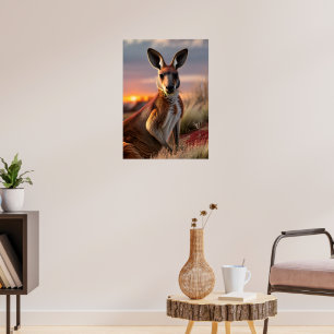Graceful Kangaroo at Sunset Poster