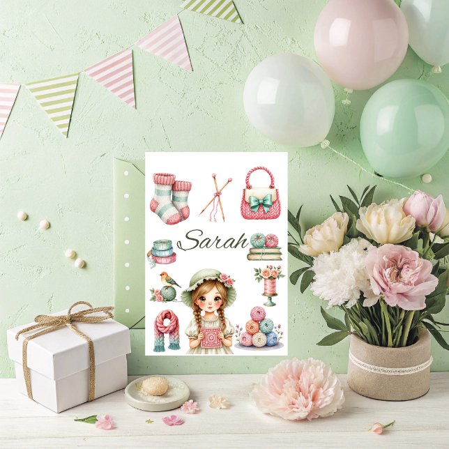Graceful Knitting Greeting Card (Knitting kit greeting card.)