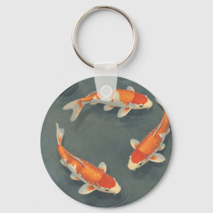 Graceful Koi Fish Pond Serenity Design Key Ring