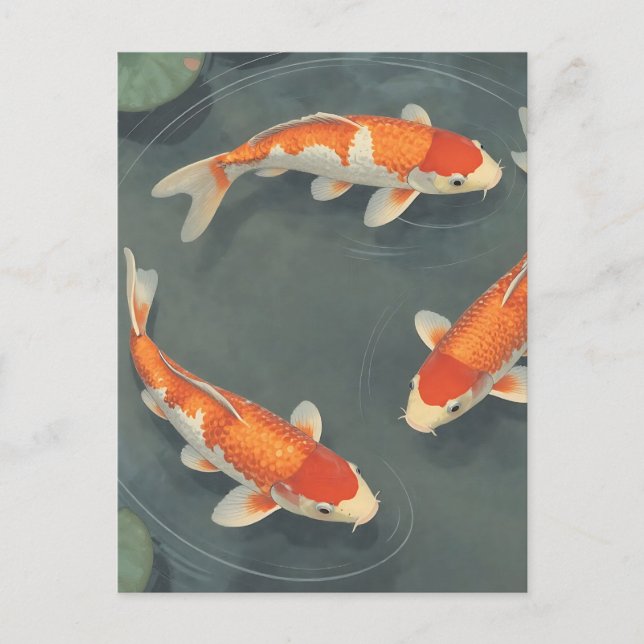Graceful Koi Fish Pond Serenity Design Postcard (Front)