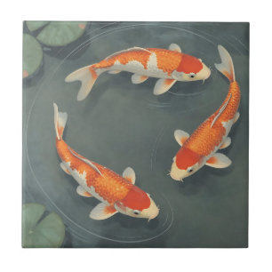 Graceful Koi Fish Pond Serenity Design Tile