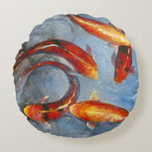 Graceful Koi I Round Cushion