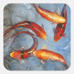 Graceful Koi I Square Sticker