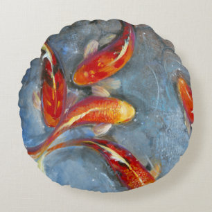 Graceful Koi II Round Cushion