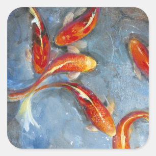 Graceful Koi II Square Sticker