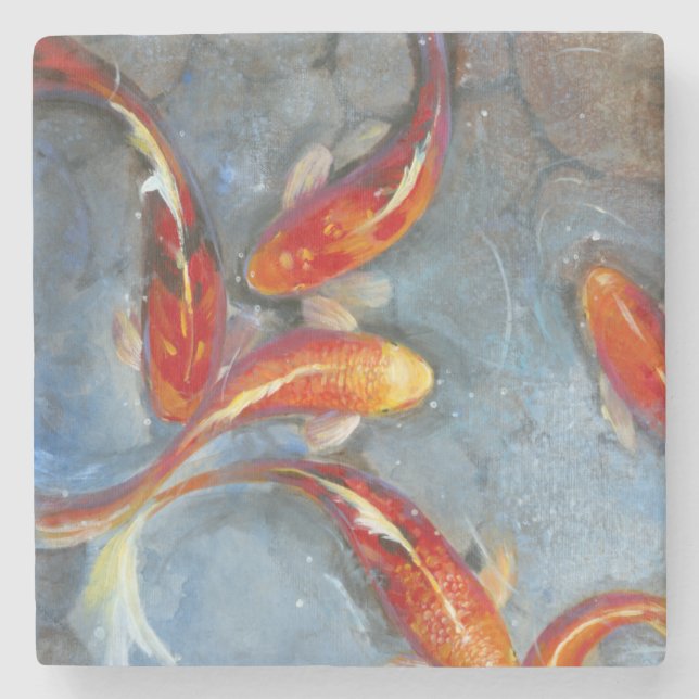 Graceful Koi II Stone Coaster (Front)