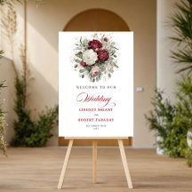 Graceful Marsala Floral Eucalyptus Wedding Welcome