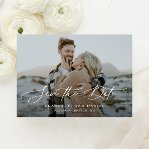 Graceful Modern Calligraphy Full Photo Save The Date