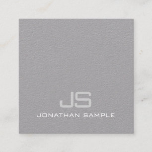 Graceful Modern Monogram Premium Grey Plain Luxe Square Business Card