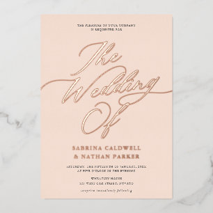 Graceful Modern Script Wedding Blush Rose Gold