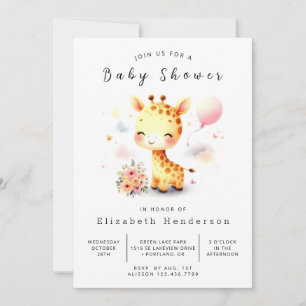 Graceful Online Giraffe Baby Shower Invitation