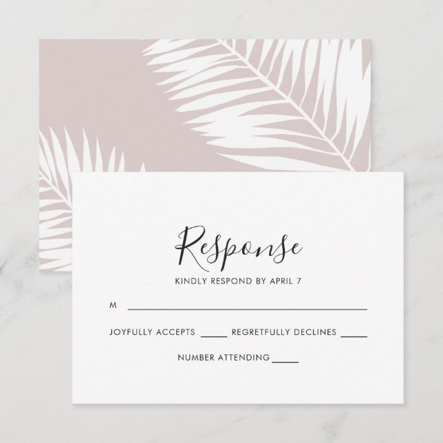 Graceful Palms Pink Wedding Rsvp Card (Front/Back)