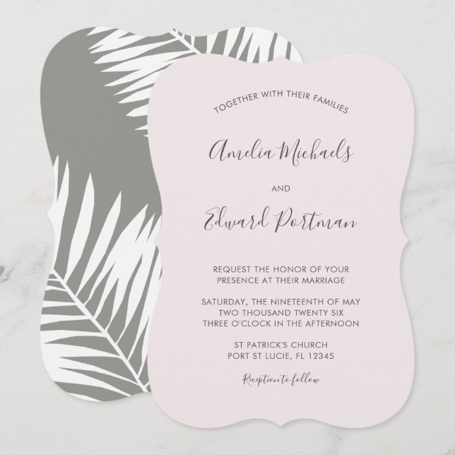 Graceful Palms Wedding Invitation (Front/Back)