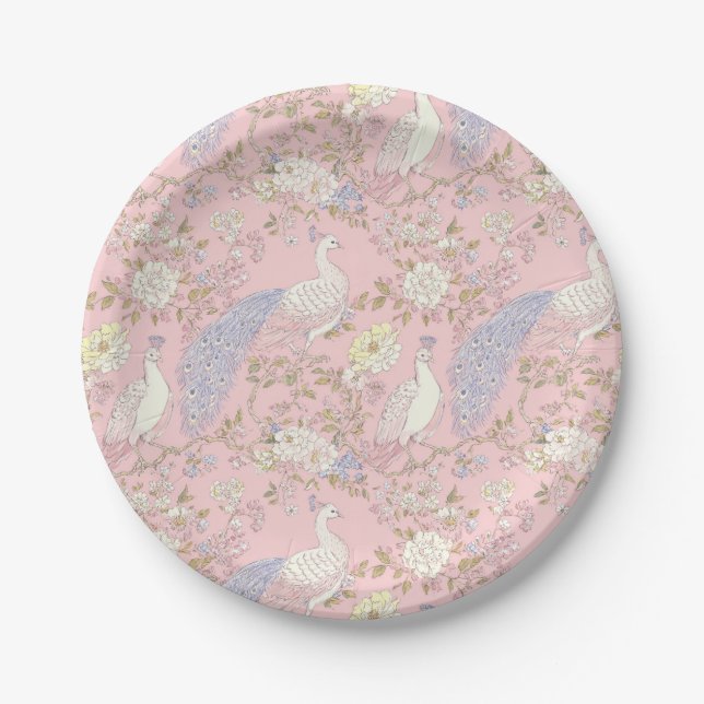 Graceful Peacock ornament Paper Plate (Front)