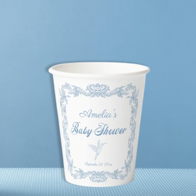 Graceful Periwinkle Baroque Filigree Baby Shower Paper Cups (Creator Uploaded)