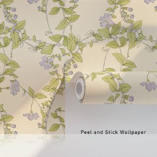 Graceful Periwinkle Peel & Stick Botanical Pattern Wallpaper