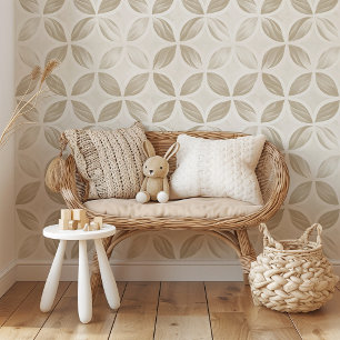 Graceful Petals - Beige & Cream Minimalist Wallpaper