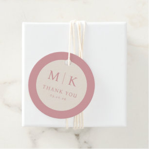 Graceful Pink Calligraphy Circle Favour Tags