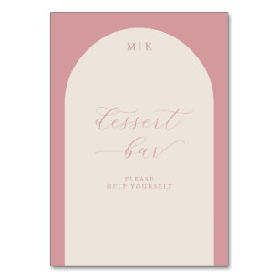 Graceful Pink Calligraphy Dessert Bar Table Number