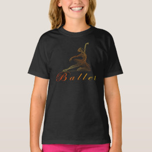 Graceful Pose of a golden Line Art Ballerina T-Shirt