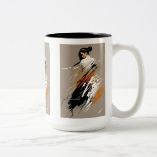 Graceful Power, Female Karate Athlete, Minimalist  Two-Tone Coffee Mug