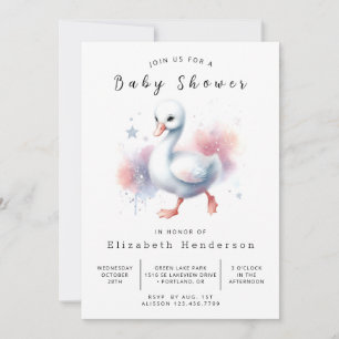 Graceful Printable Swan Baby Shower Invitation