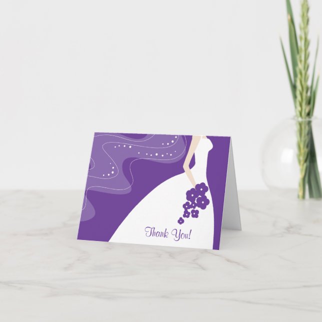 Graceful Purple Bride Thank You Note Card (Front)