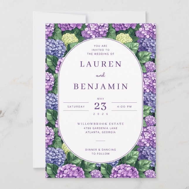 Graceful Purple Floral Invitation (Front)