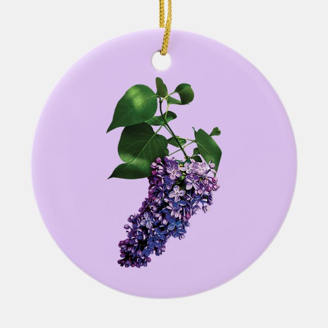 Graceful Purple Lilacs Ceramic Tree Decoration (Front)