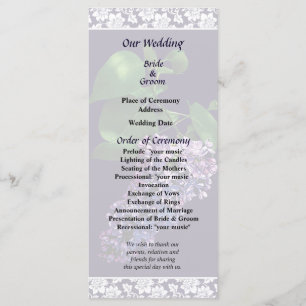 Graceful Purple Lilacs Wedding Program Programme