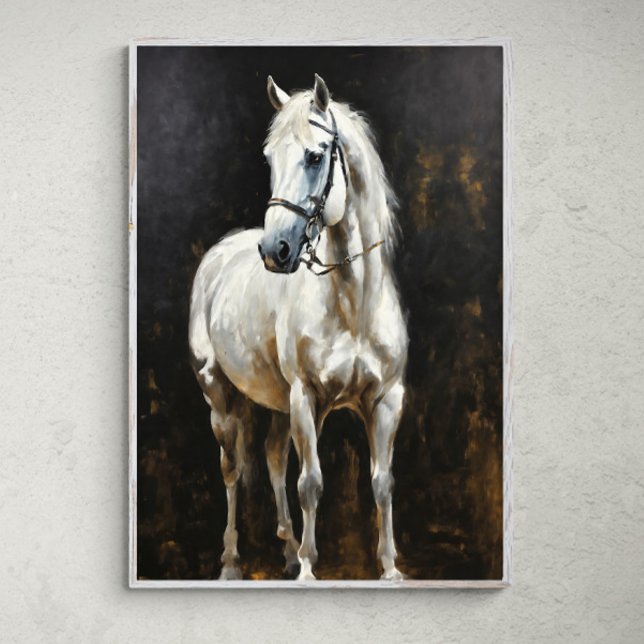 Graceful Radiance: Elegant White Horse Poster (Creator Uploaded)
