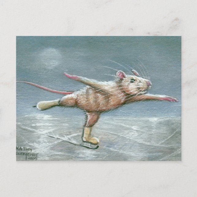 Graceful Rat Skating Postcard (Front)