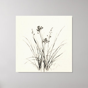 Graceful Reeds Sketch: Detailed Pencil Drawing Canvas Print