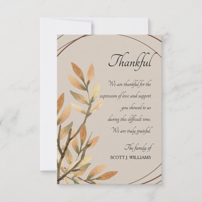 Graceful Remembrance Sympathy Thank You Card (Front)