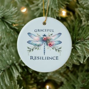 Graceful Resilience - Artistic Dragonfly Ceramic Tree Decoration