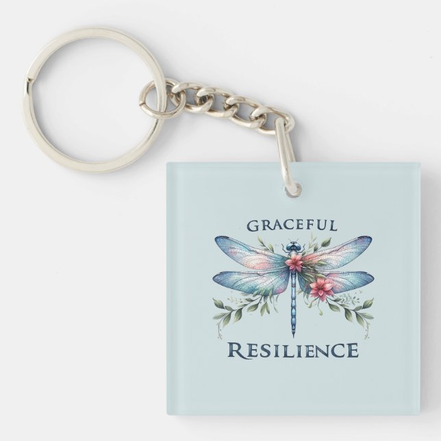 Graceful Resilience - Artistic Dragonfly Key Ring (Front)
